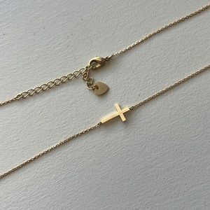 Gold 15” Cross Necklace with 2” Extender - New/Never Worn